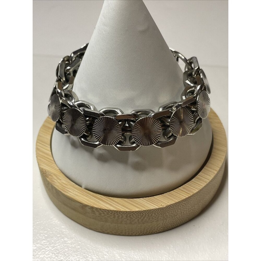 Vintage Heavy Chunky Silver Tone Chain Bracelet Costume Jewelry